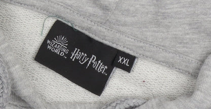 Unisex Adults UK Size 2XL Harry Potter Grey Pullover Hoodie