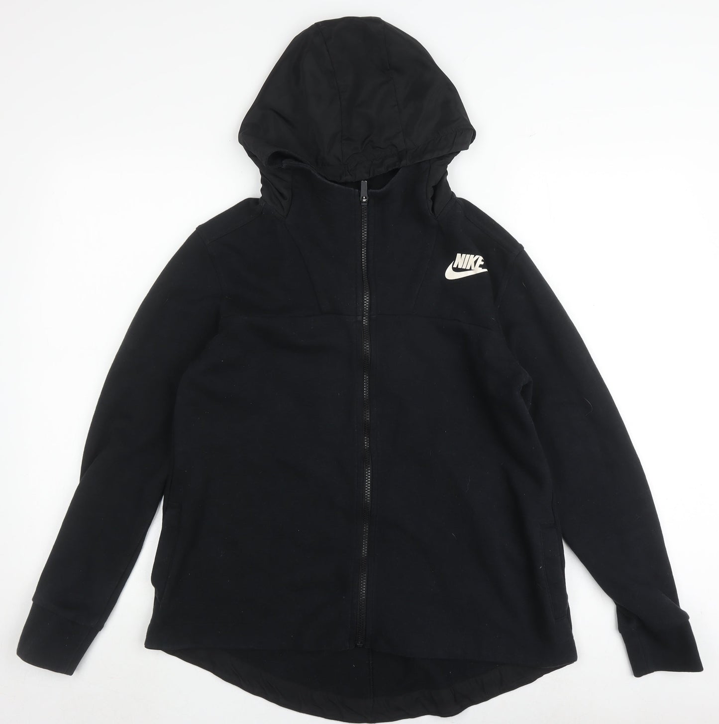 Nike Women's Black Full Zip Hoodie - Size S, Logo Accent