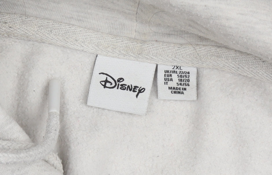 Unisex Adults UK Size 2XL Disney Grey Pullover Hoodie