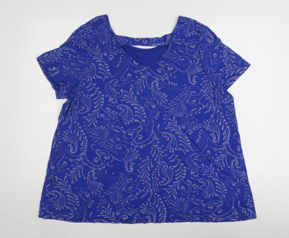 Womens UK Size 20 Roman Blue Basic T-Shirt