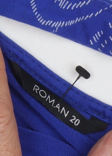 Womens UK Size 20 Roman Blue Basic T-Shirt
