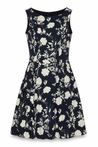 Cue Women's Black Floral Dress Size 12 Sleeveless Casual