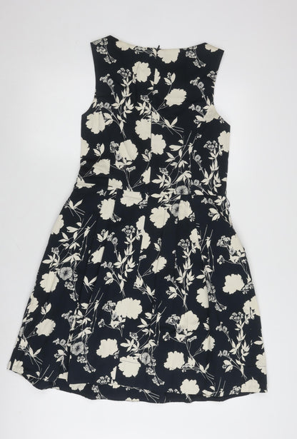 Cue Women's Black Floral Dress Size 12 Sleeveless Casual