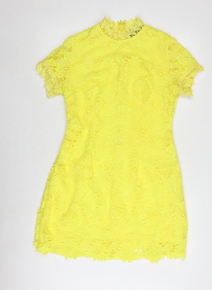 Women's Yellow Lace Shift Dress Size M