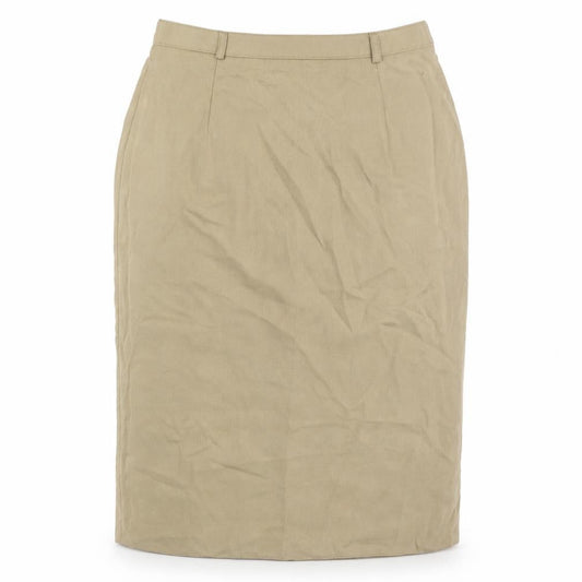 Front view of Canda Beige Midi Pencil Skirt 14 unisex elastic waist