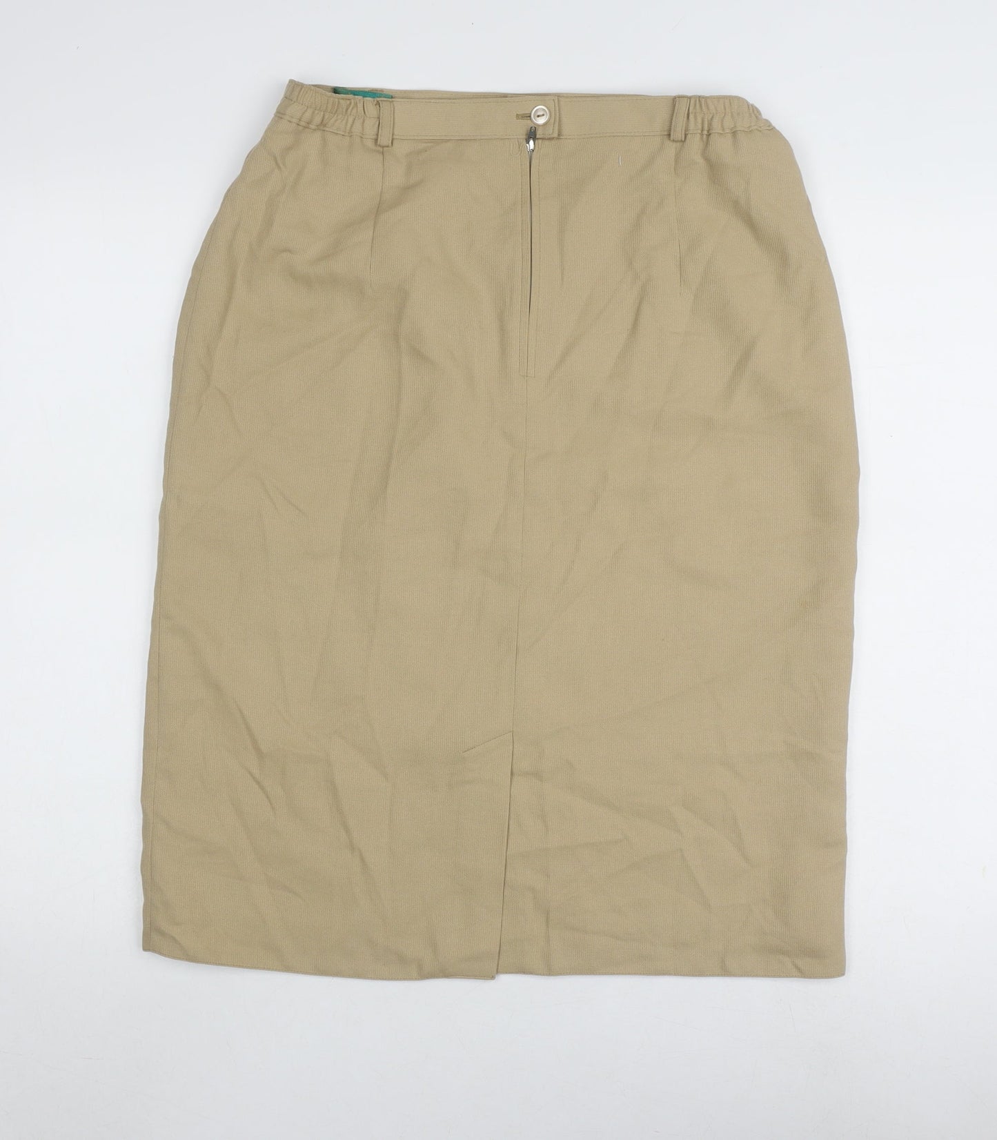 Canda Beige Midi Pencil Skirt 14 Unisex Elastic Waist