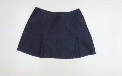 Jack Wills Women's Blue Quilted A-Line Skirt, Size 10