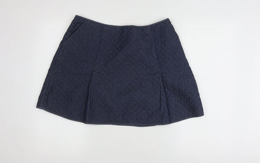 Jack Wills Women's Blue Quilted A-Line Skirt, Size 10
