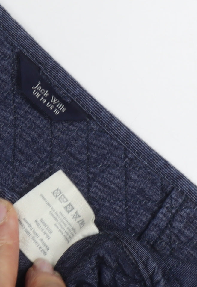 Jack Wills Women's Blue Quilted A-Line Skirt, Size 10