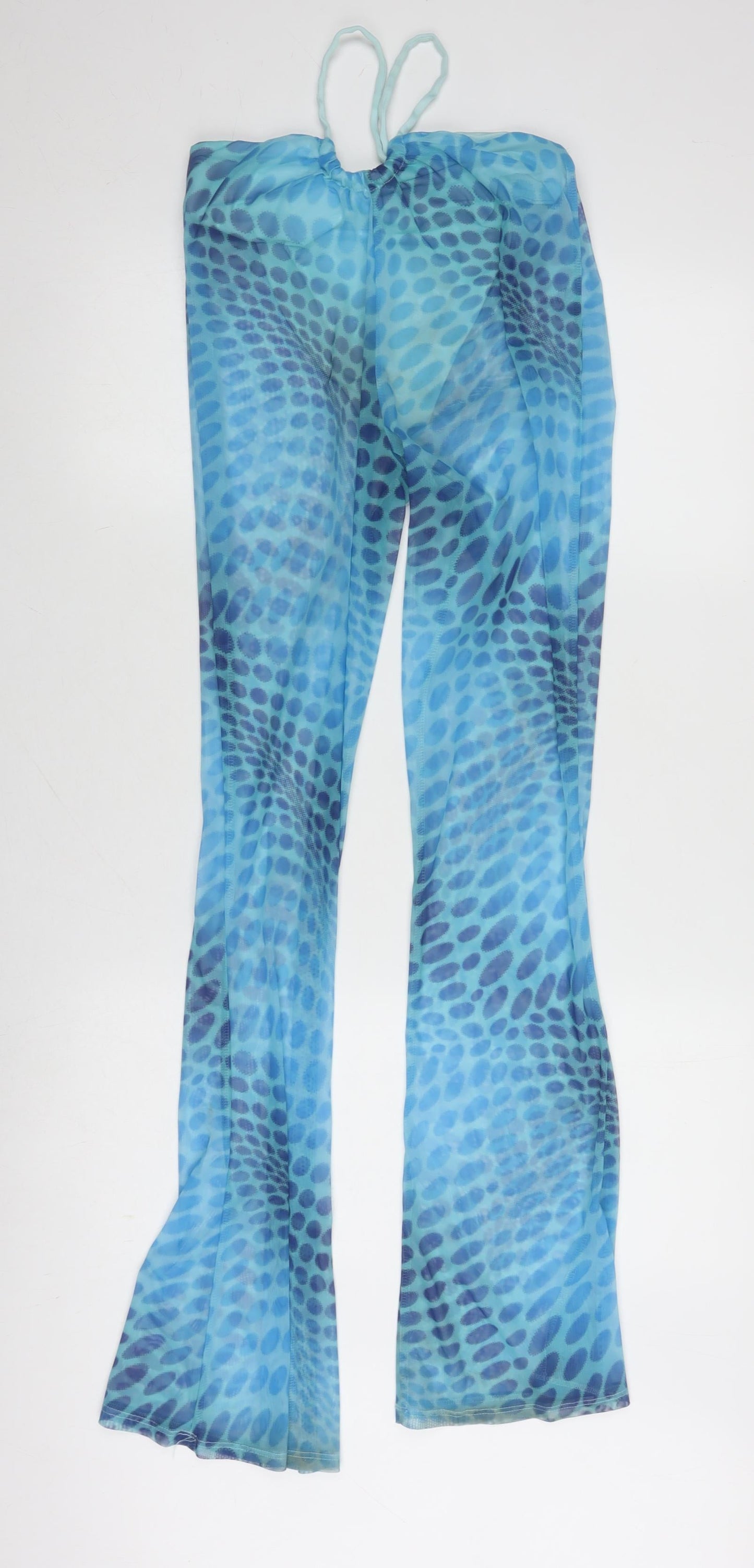 Oh Polly Women’s Blue Geometric Flared Trousers