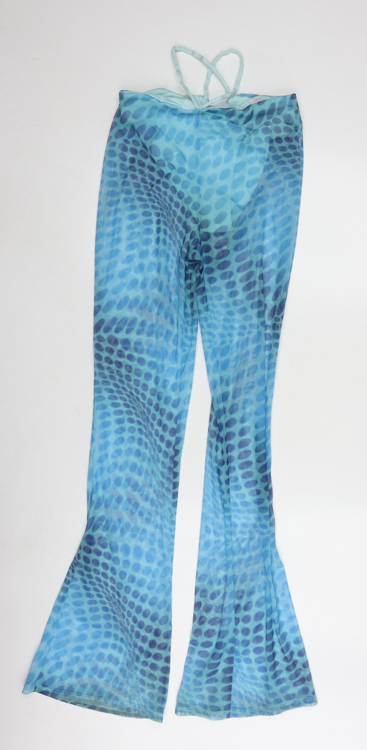 Oh Polly Women’s Blue Geometric Flared Trousers