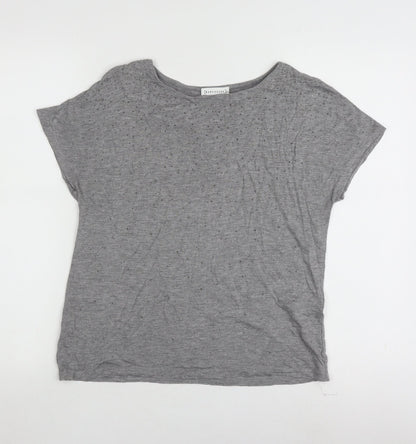 Womens UK Size 8 Warehouse Grey Basic T-Shirt
