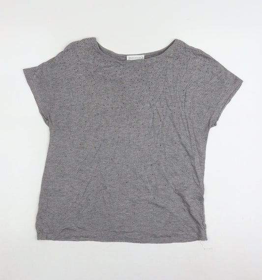 Womens UK Size 8 Warehouse Grey Basic T-Shirt