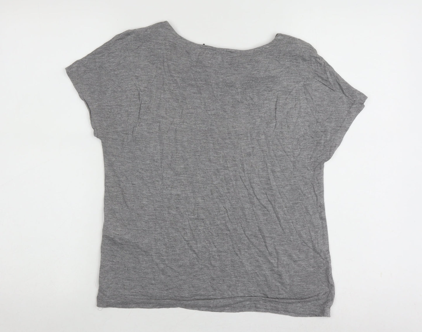 Womens UK Size 8 Warehouse Grey Basic T-Shirt
