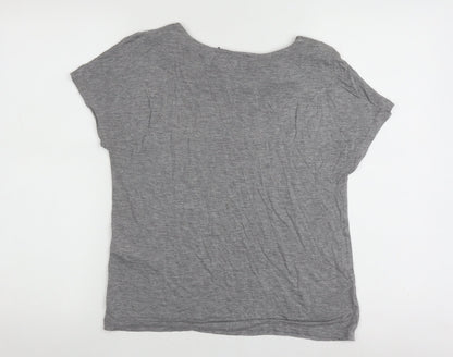 Womens UK Size 8 Warehouse Grey Basic T-Shirt