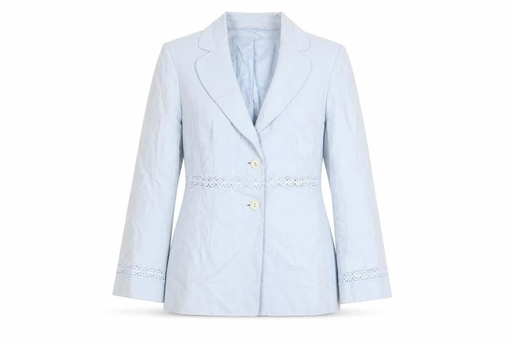 Precis Petite Blue Women's Blazer Size 12 Lace Detail