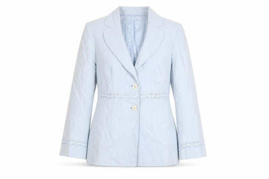 Precis Petite Blue Women's Blazer Size 12 Lace Detail