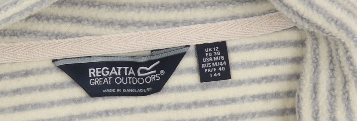 Regatta Women's Beige Striped 1/4 Zip Sweatshirt Size 12
