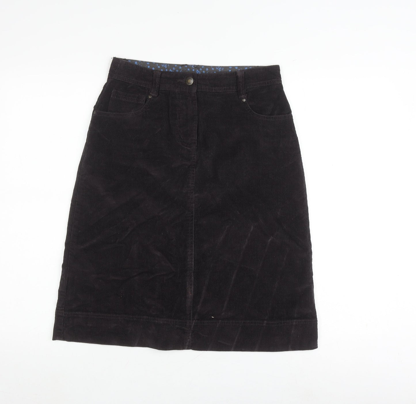 Mandarin Women's Black Corduroy Pencil Skirt with Pockets - Size 8