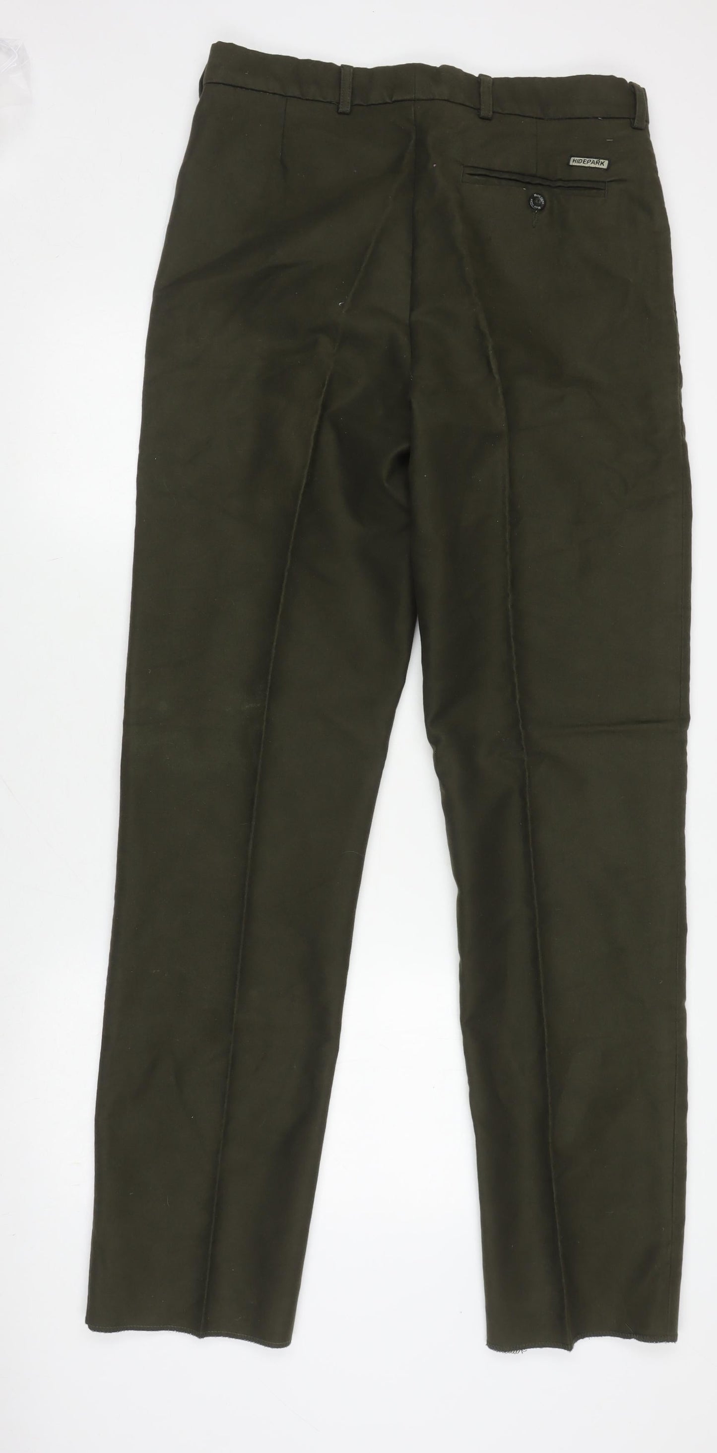 Hidepark Men's Green Trousers 34 Flat Front Casual