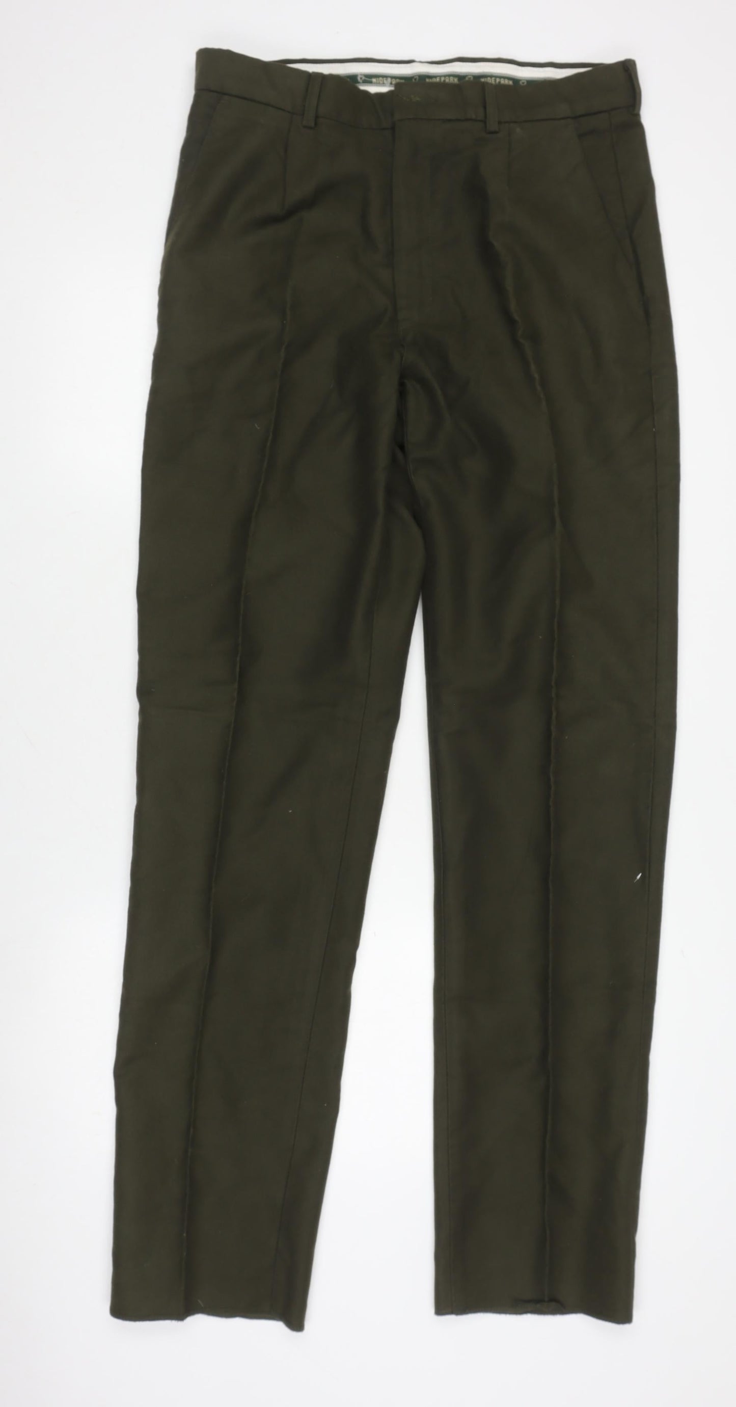Hidepark Men's Green Trousers 34 Flat Front Casual