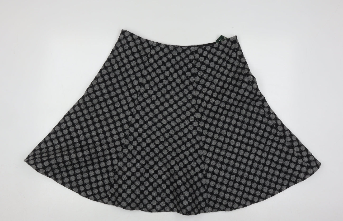 Hobbs Women's Black Wool A-Line Polka Dot Skirt, Size 14