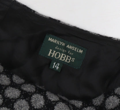 Hobbs Women's Black Wool A-Line Polka Dot Skirt, Size 14