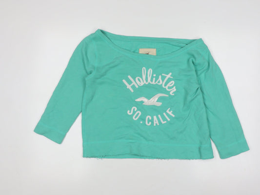 Hollister Women's Green Sweatshirt Size S Casual