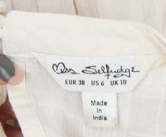 Womens UK Size 10 Miss Selfridge Ivory Basic Blouse