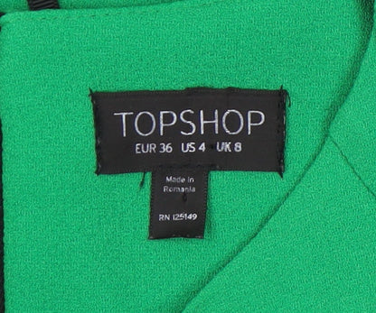 Topshop Women's Green Shift Dress Size 8