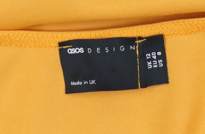 ASOS DESIGN Women's Yellow Off-Shoulder Dress Size 12