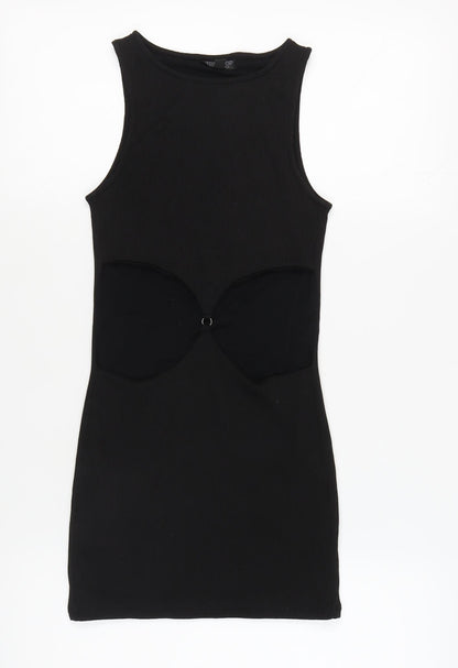Topshop Women's Black Bodycon Mini Dress Size 8