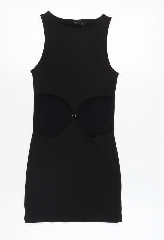 Topshop Women's Black Bodycon Mini Dress Size 8