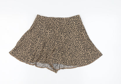 New Look Women's Beige Animal Print Culotte Shorts Size 8