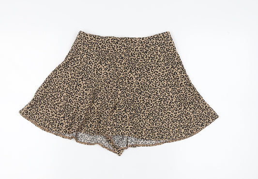 New Look Women's Beige Animal Print Culotte Shorts Size 8