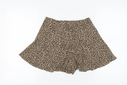 New Look Women's Beige Animal Print Culotte Shorts Size 8