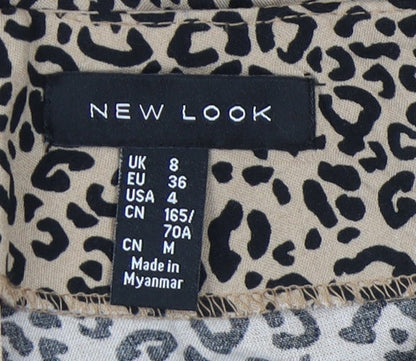 New Look Women's Beige Animal Print Culotte Shorts Size 8