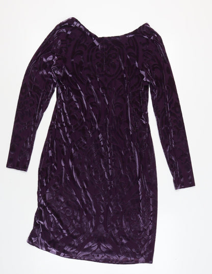 Next Women's Purple Velvet Bodycon Dress, Size 14, Party