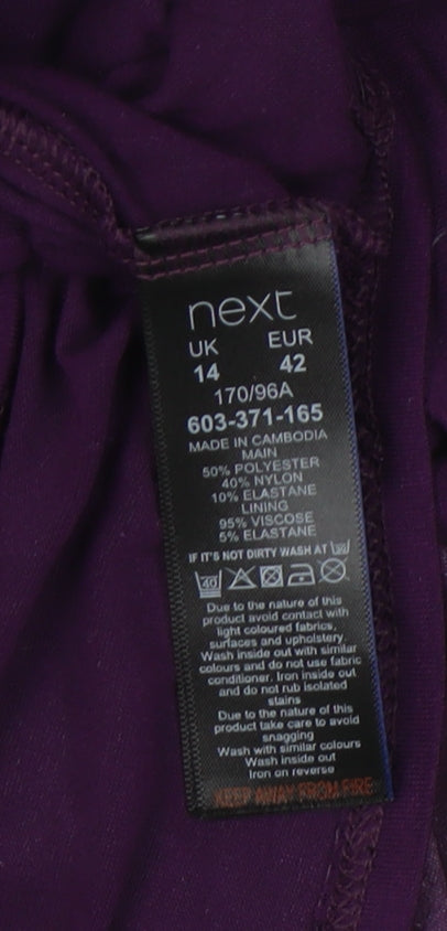 Next Women's Purple Velvet Bodycon Dress, Size 14, Party