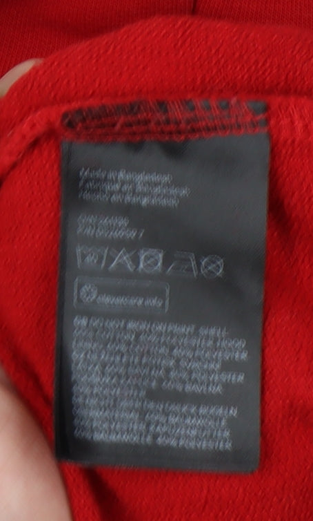 H&M Unisex Red Pullover Hoodie, M, Graphic Print