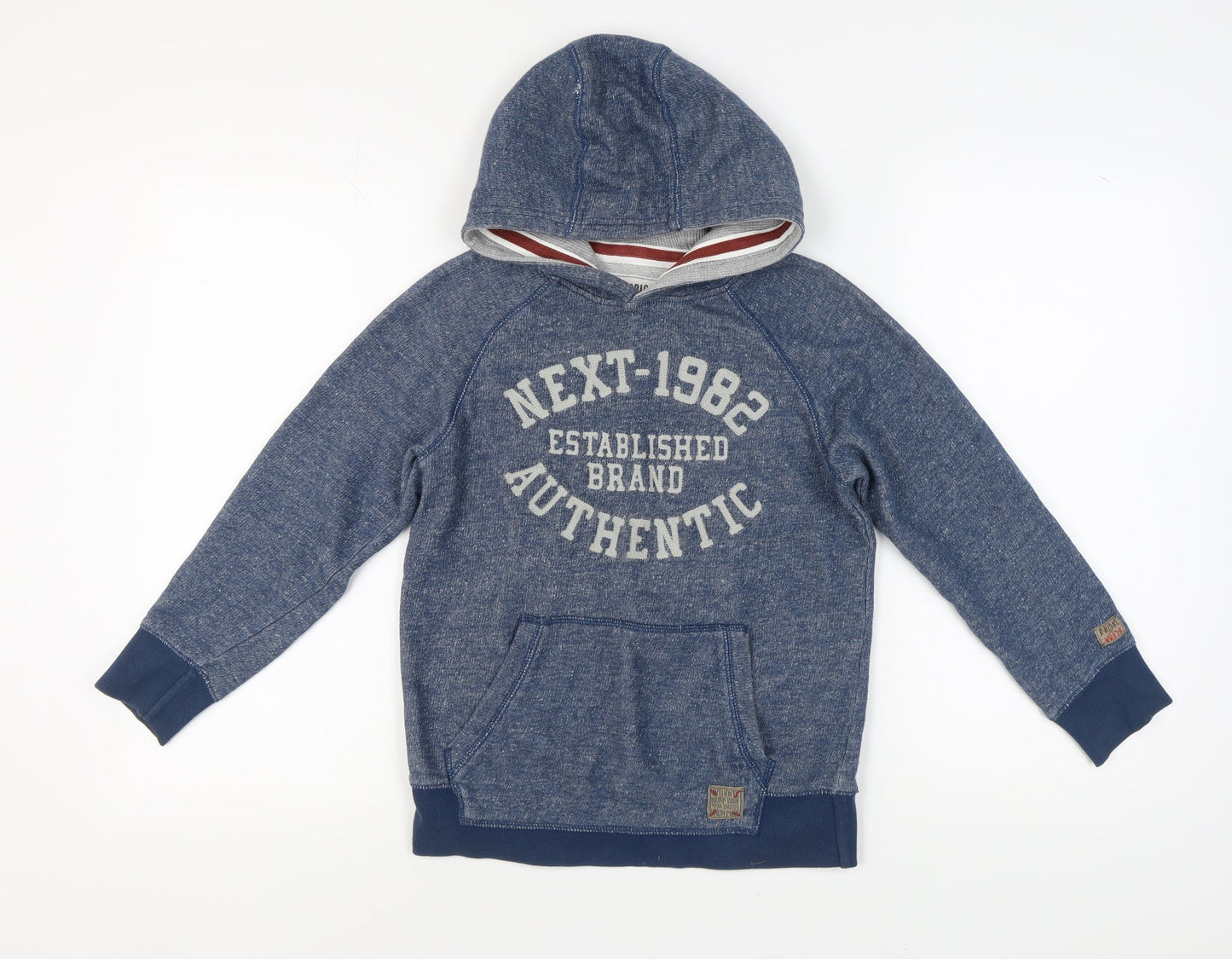 Next Boys Blue Pullover Hoodie, 9 Years, Logo Accent