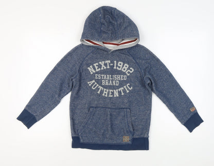 Next Boys Blue Pullover Hoodie, 9 Years, Logo Accent