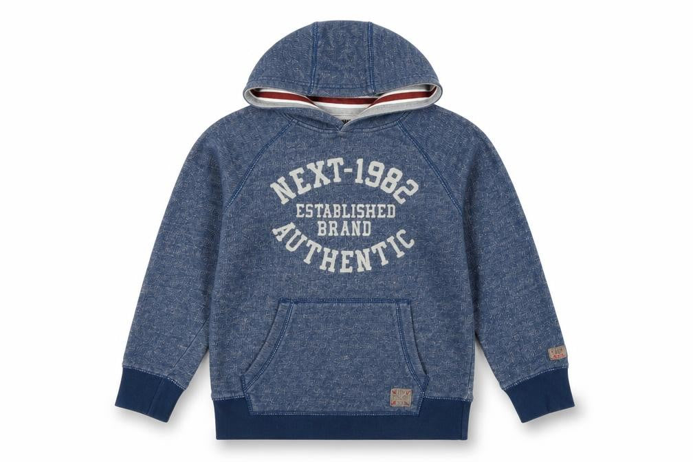 Next Boys Blue Pullover Hoodie, 9 Years, Logo Accent