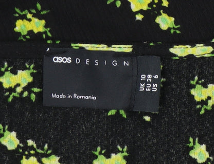 ASOS DESIGN Women's Black Floral Dress Size 10