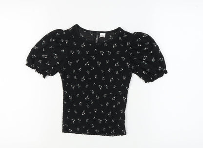 Womens UK Size XS H&M Black Basic Blouse