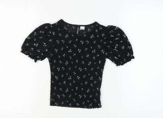 Womens UK Size XS H&M Black Basic Blouse