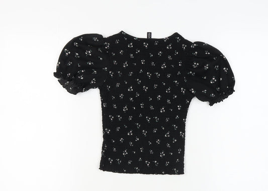 Womens UK Size XS H&M Black Basic Blouse