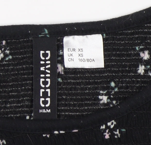 Womens UK Size XS H&M Black Basic Blouse