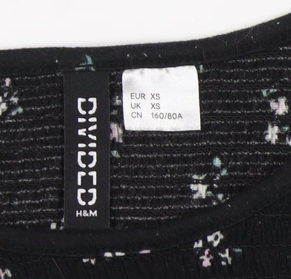Womens UK Size XS H&M Black Basic Blouse