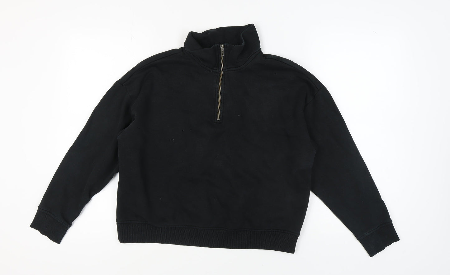 Monki Women's Black 2XS Fleece Sweatshirt 1/4 Zip